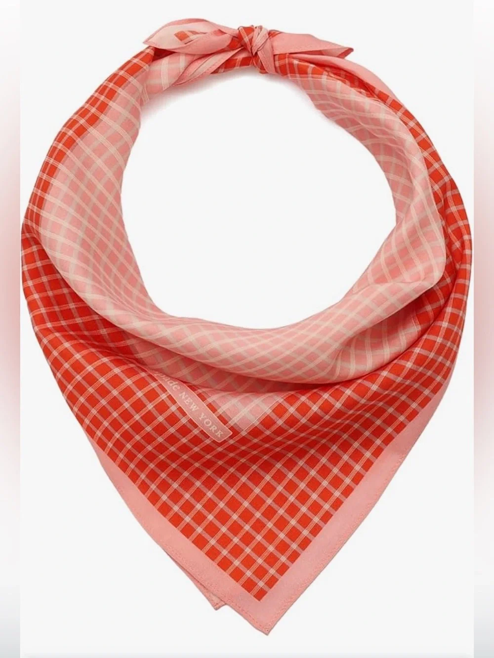 Kate Spade Petite Windowpane Block Bandana Scarf - Red and Pink
